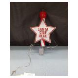 LED Light Santa Stop Here Christmas Tree Topper Red - Wondershop