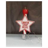 LED Light Santa Stop Here Christmas Tree Topper Red - Wondershop