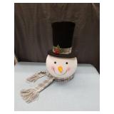 HOLIDAY CHRISTMAS SNOWMAN HEAD TREE TOPPER W/TOP HAT & SCARF HOLIDAY HOME DECOR