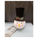 HOLIDAY CHRISTMAS SNOWMAN HEAD TREE TOPPER W/TOP HAT & SCARF HOLIDAY HOME DECOR