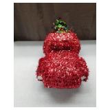 Red Tinsel Truck and Wooden Christmas Tree Delivery Truck