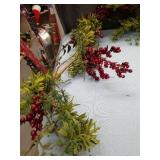 Holiday Berry and Pine Garland with Rustic Bells