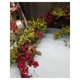 Holiday Berry and Pine Garland with Rustic Bells