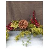 Holiday Berry and Pine Garland with Rustic Bells