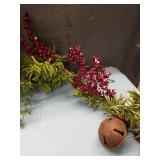 Holiday Berry and Pine Garland with Rustic Bells
