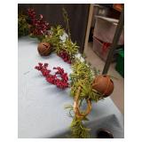 Holiday Berry and Pine Garland with Rustic Bells
