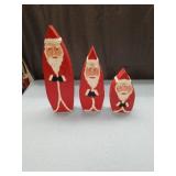 Set of 3 Red Wooden Santa Claus Decorations