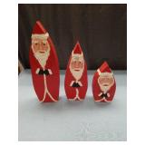Set of 3 Red Wooden Santa Claus Decorations