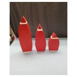 Set of 3 Red Wooden Santa Claus Decorations