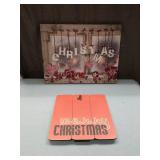 Christmas Backdrop Canvas Art Lights Up & Red Holiday Sign Set