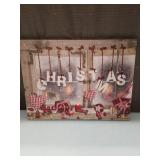 Christmas Backdrop Canvas Art Lights Up & Red Holiday Sign Set