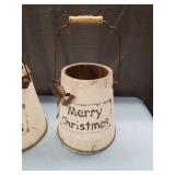 White Wooden Christmas Bucket Lanterns
