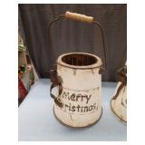 White Wooden Christmas Bucket Lanterns