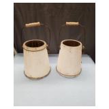 White Wooden Christmas Bucket Lanterns