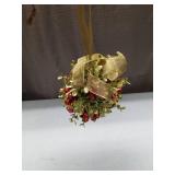 Gold and Red Berry Christmas Kissing Ball Ornament