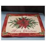 Set of 4 - Merry Christmas Poinsettia Flower Holiday Red Placemats