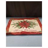 Set of 4 - Merry Christmas Poinsettia Flower Holiday Red Placemats