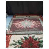 Set of 4 - Merry Christmas Poinsettia Flower Holiday Red Placemats