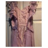 1950s Pink Satin Evening Gown with Ruffled Detail