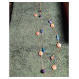 Coral and Blue Beaded Necklace