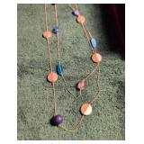 Coral and Blue Beaded Necklace