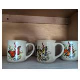 MCM Butterfly Design Coffee Mug Set of 6