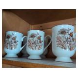 MCM Bramble Fanci Florals Collection Pedestal Mugs Set of 6