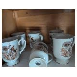 MCM Bramble Fanci Florals Collection Pedestal Mugs Set of 6