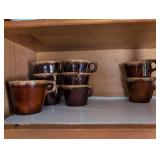 Hull USA Brown Drip Glaze Place Setting for 4 with 6 additional coffee mugs