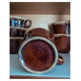 Hull USA Brown Drip Glaze Place Setting for 4 with 6 additional coffee mugs