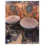 Decorative Metal Swivel Bar Stools - Set of 2