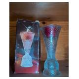 Glass Hourglass Shaped Candle Holder or vase with Box