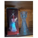 Glass Hourglass Shaped Candle Holder or vase with Box