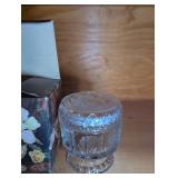Crystal Pedestal Candy Dish with Floral Design