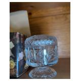 Crystal Pedestal Candy Dish with Floral Design