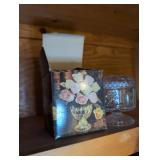 Crystal Pedestal Candy Dish with Floral Design