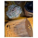Longaberger Discovery Basket 1994, Small Longaberger lined basket, vintage beaded wicker basket lot