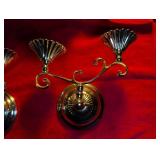 Mid-Century Brass Wall Sconce Light Fixtures (2)