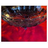 Ruby Red Glass Serving Plate with Grape Design