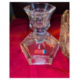 Fostoria American Pattern Glass Candlesticks (2) and crystal bowl