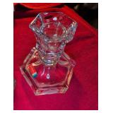 Fostoria American Pattern Glass Candlesticks (2) and crystal bowl