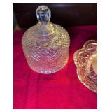 Avon Cut Glass Covered butter Dish with Diamond Pattern