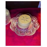 Avon Cut Glass Covered butter Dish with Diamond Pattern