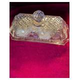 Cut Crystal Butter Dish with Lid