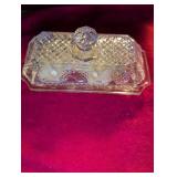 Cut Crystal Butter Dish with Lid