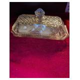 Cut Crystal Butter Dish with Lid