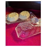 Cut Crystal Butter Dish with Lid