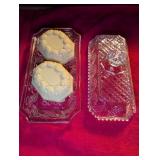 Cut Crystal Butter Dish with Lid