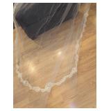 Cathedral Length Lace Trim Wedding Veil