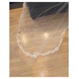 Cathedral Length Lace Trim Wedding Veil